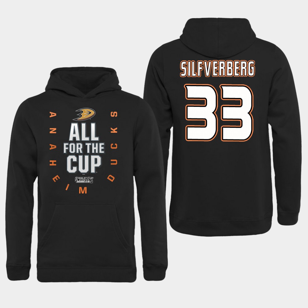 NHL Men Anaheim Ducks #33 Silfverberg Black All for the Cup Hoodie
